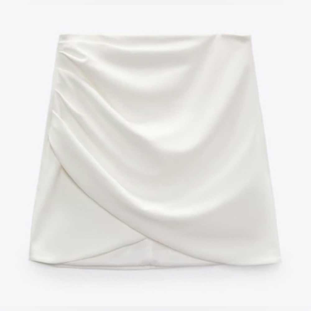 White Draped Mini Skirt